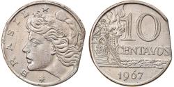 World Coins - Coin, Brazil, 10 Centavos, 1967, Error straight clip, , Copper-nickel