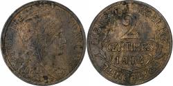World Coins - France, 2 Centimes, 1914, Bronze,