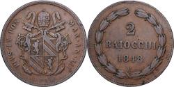 World Coins - Papal States, Pius IX, 2 Baiocchi, 1848, Rome, Copper, , KM:1344
