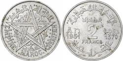 World Coins - Morocco, Mohammed V, 2 Francs, AH 1370/1951, Paris, Aluminum,