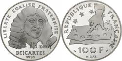 World Coins - France, 100 Francs, Descartes, 1991, Paris, BE, Silver, , Gadoury:c24