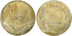 World Coins - France, Marianne, 20 Centimes, 1974, Paris, série FDC,