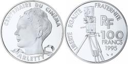 World Coins - France, 100 Francs, Arletty, Centenaire du Cinéma, 1995, MDP, Silver,