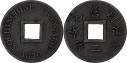 World Coins - Cochinchine, Sapèque, 1879, Paris, Bronze,