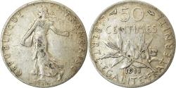 World Coins - Coin, France, Semeuse, 50 Centimes, 1911, Paris, , Silver, KM:854
