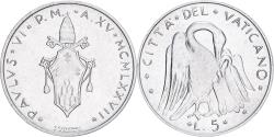 World Coins - Vatican, Paul VI, 5 Lire, 1977 - Anno XV, Roma, BU, , Aluminum, KM:118