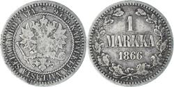 World Coins - Coin, Finland, Alexander II, Markka, 1866, Helsinki, , Silver, KM:3.1