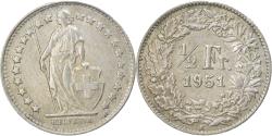 World Coins - Coin, Switzerland, 1/2 Franc, 1951, Bern, , Silver, KM:23