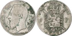 World Coins - Belgium, Leopold II, Franc, 1867, Brussels, Silver, , KM:28
