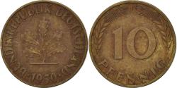 World Coins - GERMANY - FEDERAL REPUBLIC, 10 Pfennig, 1950, Stuttgart, Brass Clad Steel