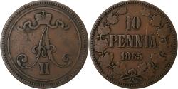 World Coins - Finland, Alexander II, 10 Pennia, 1865, Helsinki, Copper,