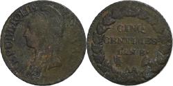 World Coins - France, 5 Centimes, Dupré, AN 8, Metz, Bronze, , Le Franc:F.115