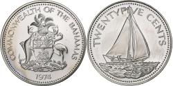 World Coins - Bahamas, Elizabeth II, 25 Cents, 1974, Franklin Mint, Nickel, , KM:63