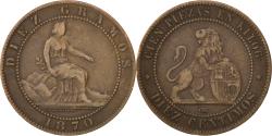 World Coins - Coin, Spain, Provisional Government, 10 Centimos, 1870, , Copper