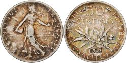 World Coins - France, 50 Centimes, Semeuse, 1913, Paris, Silver, , Gadoury:420
