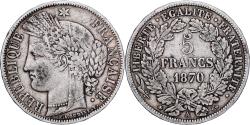 World Coins - France, 5 Francs, Cérès, 1870, Paris, Silver, , KM:819