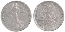 World Coins - Coin, France, Semeuse, 50 Centimes, 1907, Paris, , Silver, Gadoury:420