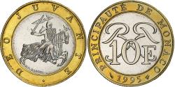 World Coins - Monaco, Rainier III, 10 Francs, 1995, Monnaie de Paris, BU, Bi-Metallic
