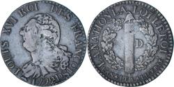 World Coins - Coin, France, Louis XVI, 3 Deniers, 1792, Lyon, , Bronze, Gadoury:5