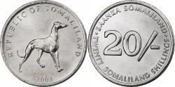 World Coins - Somaliland, 20 Shillings, 2002, Stainless Steel, , KM:6