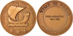 World Coins - France, Medal, Ville de Paris, Paris-Dunkerque, Politics, Society, War, 1980