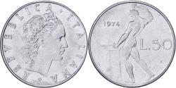 World Coins - Italy, 50 Lire, 1974, Rome, Stainless Steel, , KM:95.1