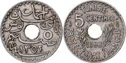 World Coins - Tunisia, Ahmad Pasha Bey, 5 Centimes, AH 1352/1933, Paris, Nickel-Bronze