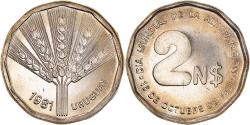 World Coins - Coin, Uruguay, 2 Nuevos Pesos, 1981, Santiago, , Copper-Nickel-Zinc
