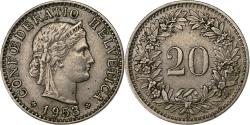 World Coins - Switzerland, 20 Rappen, 1953, Bern, Copper-nickel, , KM:29a