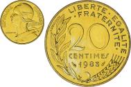 World Coins - Coin, France, Marianne, 20 Centimes, 1983, Monnaie de Paris, série FDC