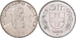World Coins - Switzerland, 5 Francs, 1922, Bern, Silver, , KM:37