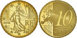 World Coins - France, 10 Euro Cent, 2010, Paris, Proof / BE, , Brass, KM:1410