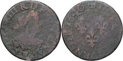 World Coins - France, Louis XIII, Double Tournois, 1640, Uncertain Mint, Copper,
