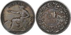 World Coins - Switzerland, 1/2 Franc, Helvetia seated, 1851, Paris, Silver, , KM:8