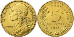 World Coins - France, 5 Centimes, Marianne, 1974, Paris, FDC, Aluminum-Bronze,