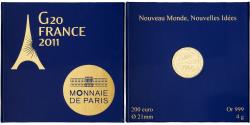 World Coins - France, 200 Euro, Semeuse, G20 Summit, 2011, MDP, Gold,