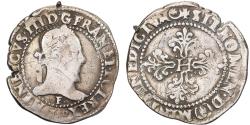 World Coins - France, Henri III, Franc au Col Plat, 1580, Angers, Silver,