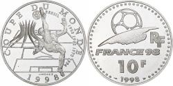 World Coins - France, 10 Francs, France 98, Brésil, 1998, Monnaie de Paris, BE, Silver