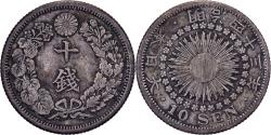 World Coins - Japan, Mutsuhito, 10 Sen, Meiji Era, Yr. 43 (1910), Silver,