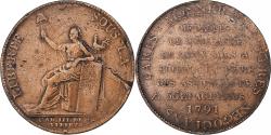 World Coins - France, Monneron de 2 Sols, 1791, Birmingham, Copper,