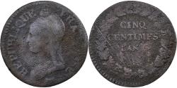 World Coins - France, 5 Centimes, Dupré, AN 5, Metz, Copper,