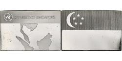 World Coins - France, Medal, United Nations Flags, Singapore, Silver,