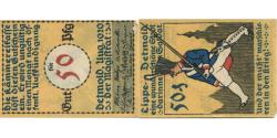 World Coins - Banknote, Germany, Detmold Stadt, 50 Pfennig, personnage 1, 1920, AU(50-53)