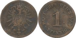 World Coins - GERMANY - EMPIRE, Wilhelm II, Pfennig, 1875, Karlsruhe, Copper, , KM:10