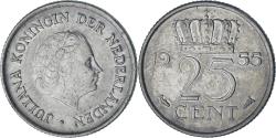 World Coins - Coin, Netherlands, Juliana, 25 Cents, 1955, , Nickel, KM:183
