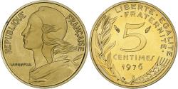 World Coins - France, 5 Centimes, Marianne, 1976, Paris, FDC, Aluminum-Bronze,