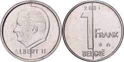 World Coins - Belgium, Albert II, 1 Frank, 2001, Brussels, Nickel Plated Iron,