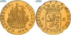 World Coins - Province of Holland, 6 Stuivers, 1759, Dordrecht, Gold, NGC, , Delmonte:816
