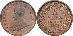 World Coins - Coin, INDIA-BRITISH, George V, 1/12 Anna, 1 Pie, 1935, Calcutta, , Bronze
