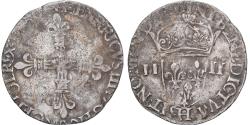 World Coins - France, Henri III, 1/4 d'écu à la croix de face, 1578-1590, La Rochelle